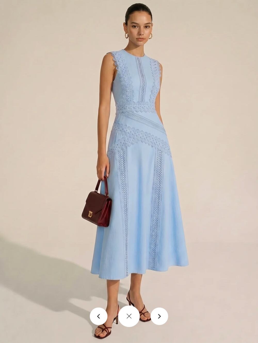 NWT Commense Lace Panel Sleeveless Midi Dress Sz S